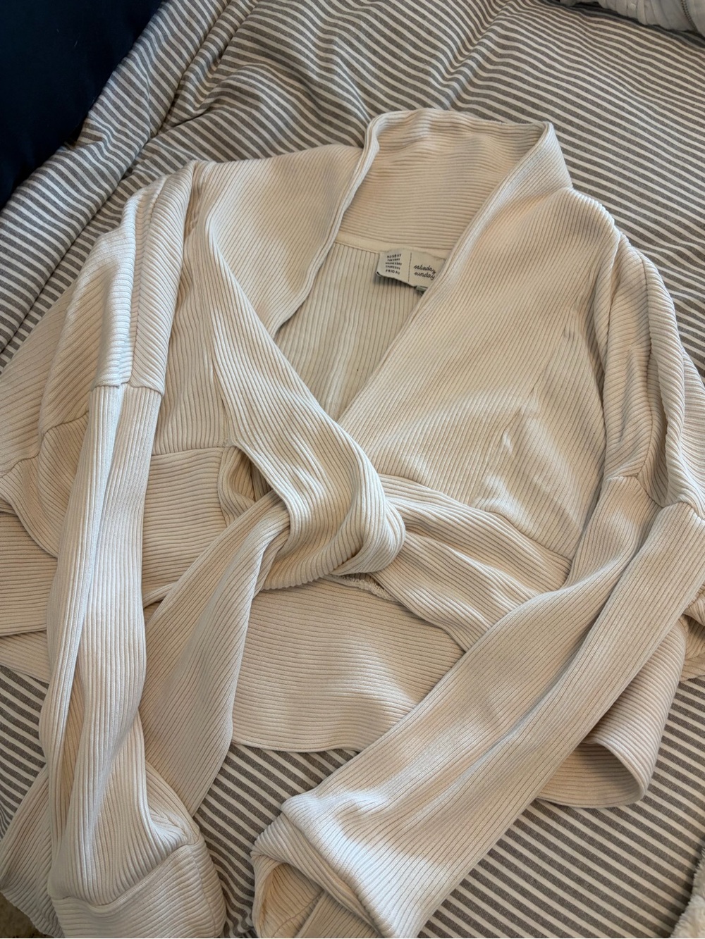 Anthropologie Soft Ribbed Wrap Sweater Cardigan - Cream